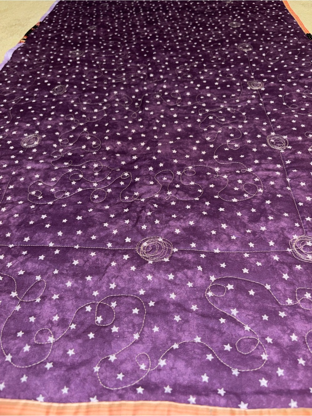Handmade Butterfly Floral Quilted Table Runner in Purple and Black 54 in long - Picture 5 of 5